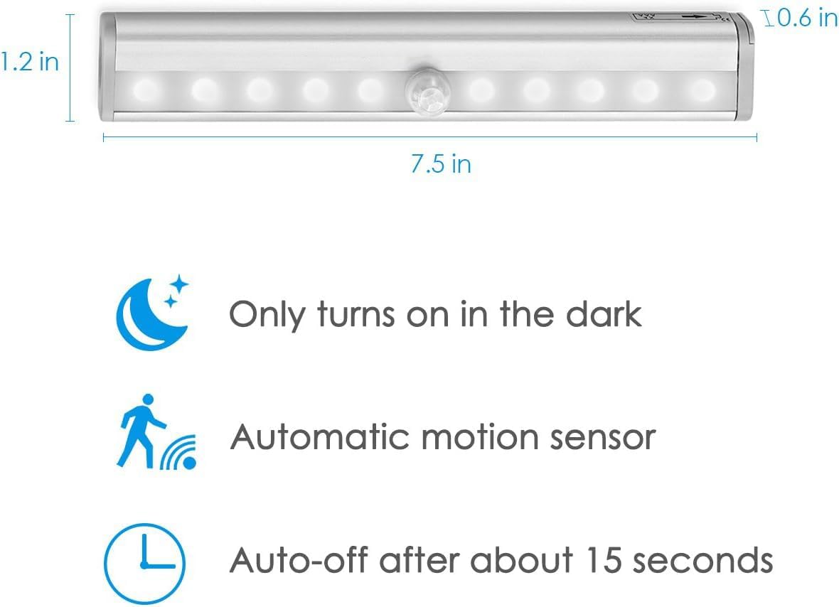 Quick Sense 10-LED Motion Sensor Stick-On Battery-Powered Cabinet Light