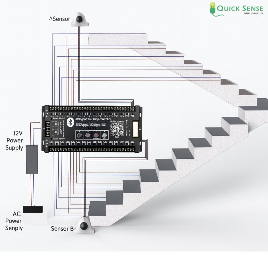 Quick Sense Bluetooth PIR Staircase LED Strip Motion Controller