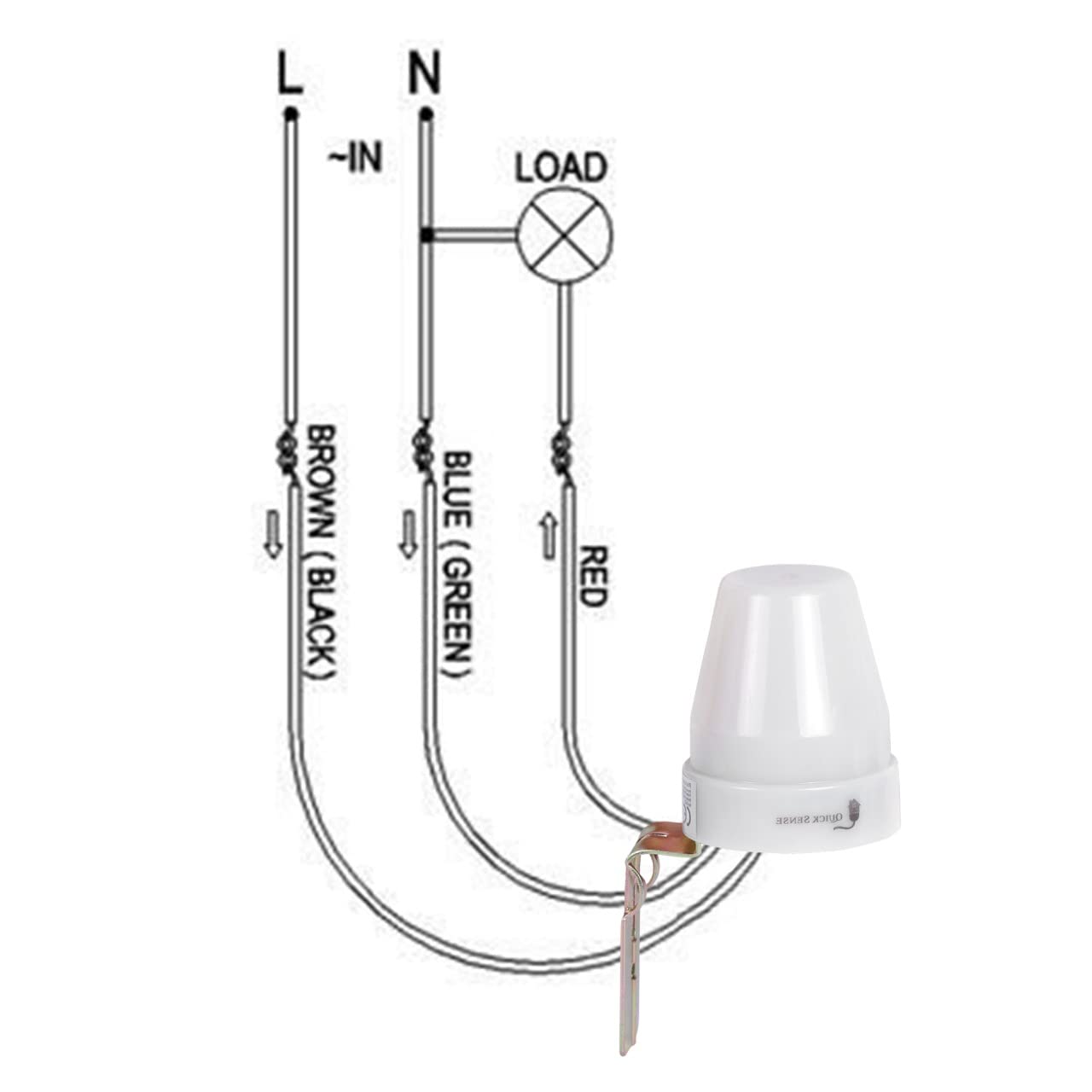 Quick Sense QS-302 220V Waterproof Photocell Day/Night LDR Sensor Switch