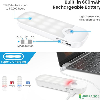 Quick Sense Rechargeable Motion Sensor LED Night Light USB-Powered Magnetic