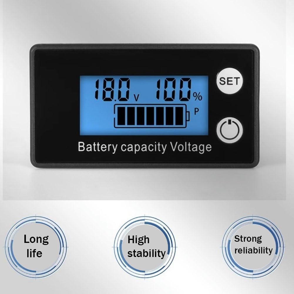 Quick Sense 8-70V LCD Battery Capacity Indicator Voltmeter Monitor