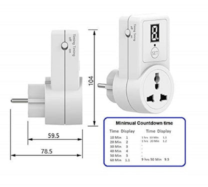 Quick Sense QS-T9 230V Plug-In Countdown Off-Delay Timer Socket