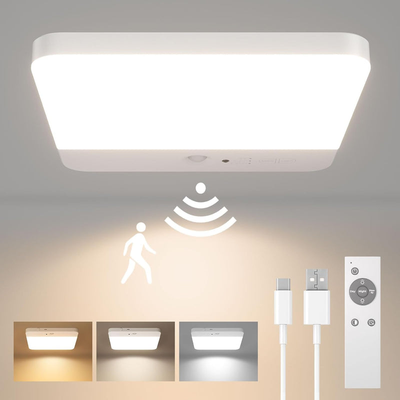 Quick Sense Rechargeable Motion Sensor Ceiling Light with Remote