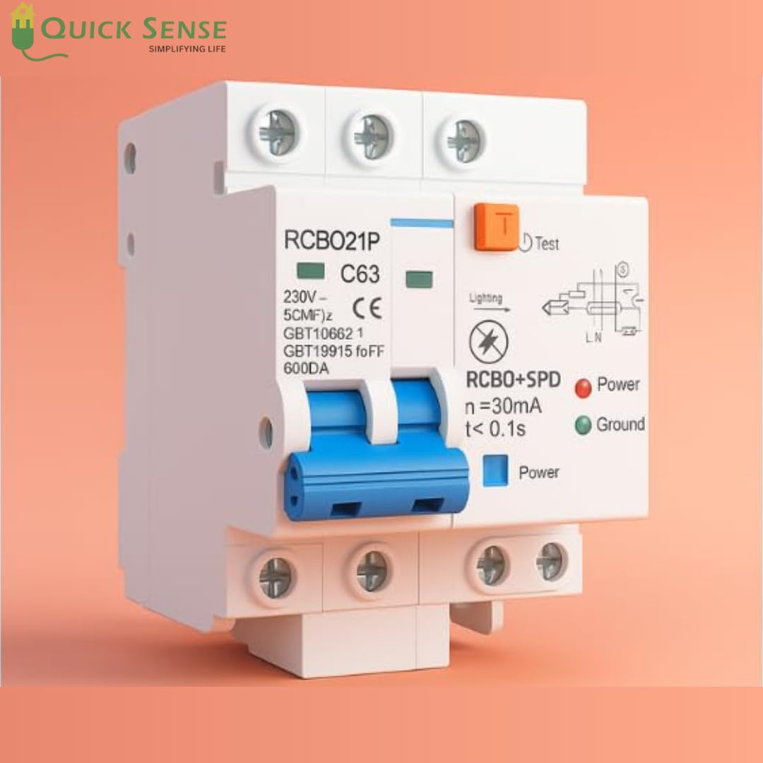 Quick Sense 63A 2-Pole RCBO DIN-Rail MCB with Leakage Protection