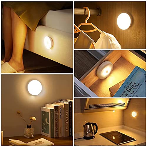 Quick sense (QS-RMSL01)Motion Sensor Light Indoor,Rechargeable Battery Powered LED Closet Lights Puck Lights Step Lights with 3M Adhesive,Stick on Lights for Under Cabinet,Counter,Hallway,Stairs(Warm-White)