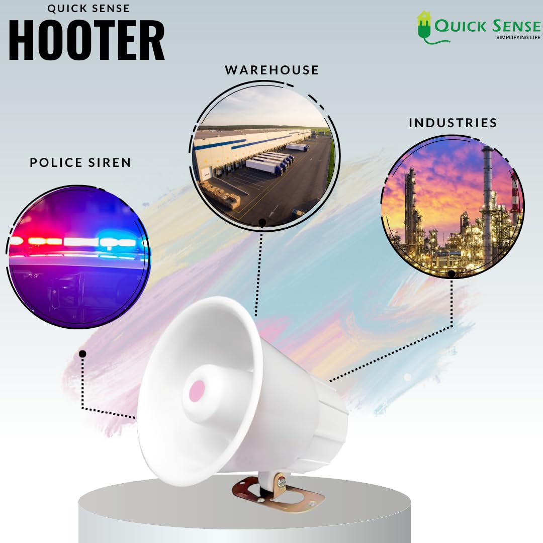 Quick Sense 122dB Industrial Hooter Siren Alarm 12V DC Weatherproof