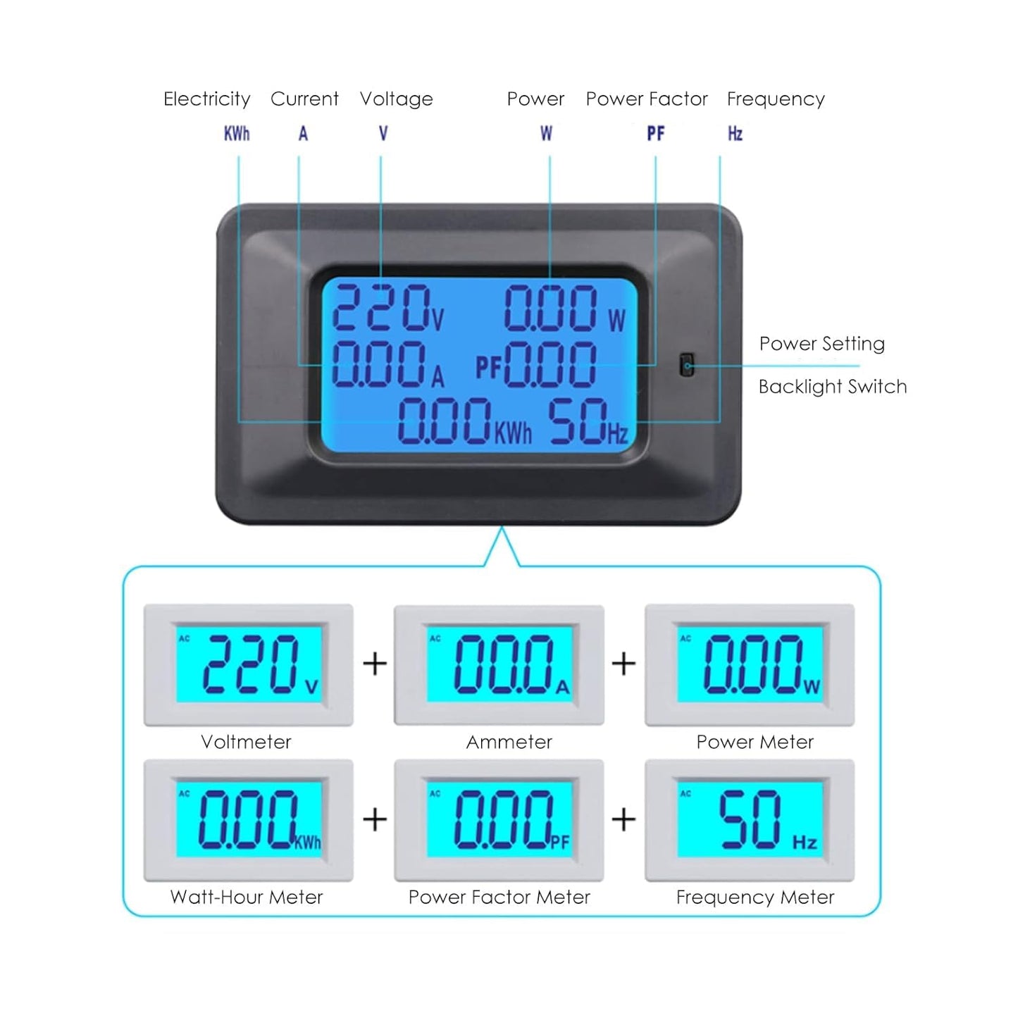 Quick Sense Digital Power Meter Voltmeter Ammeter Energy Monitor