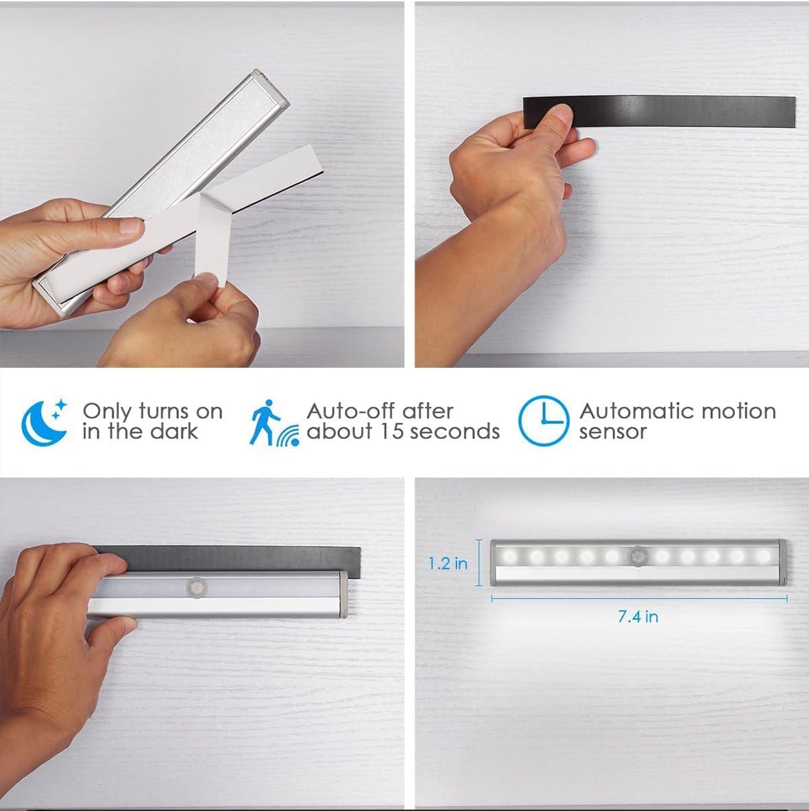 Quick Sense 10-LED Motion Sensor Stick-On Battery-Powered Cabinet Light