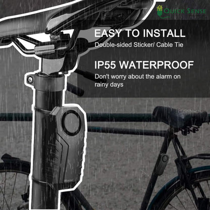 Quick Sense 113dB Wireless Bike Alarm with Remote, IP55 Waterproof