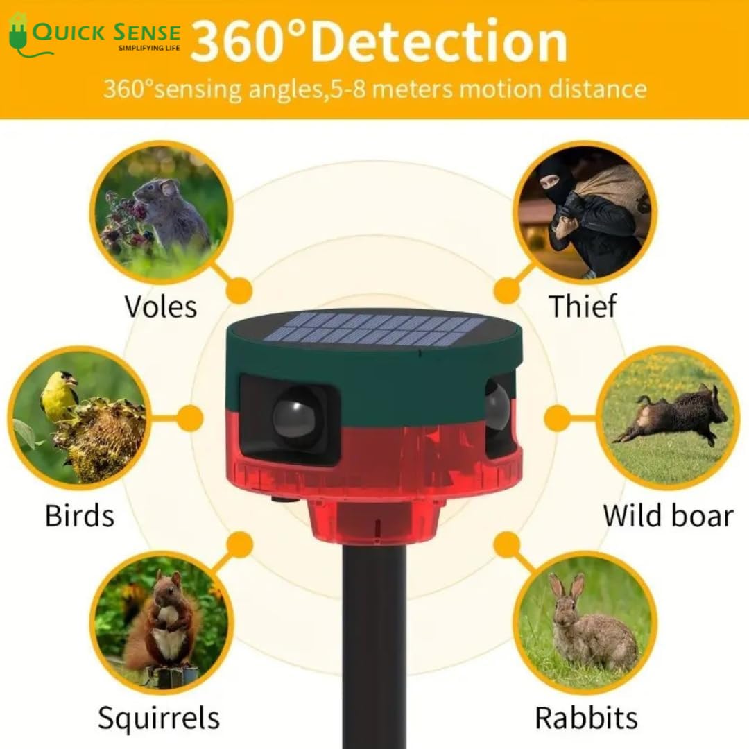 Quick Sense Solar Motion Alarm 360° Detection 129dB Siren