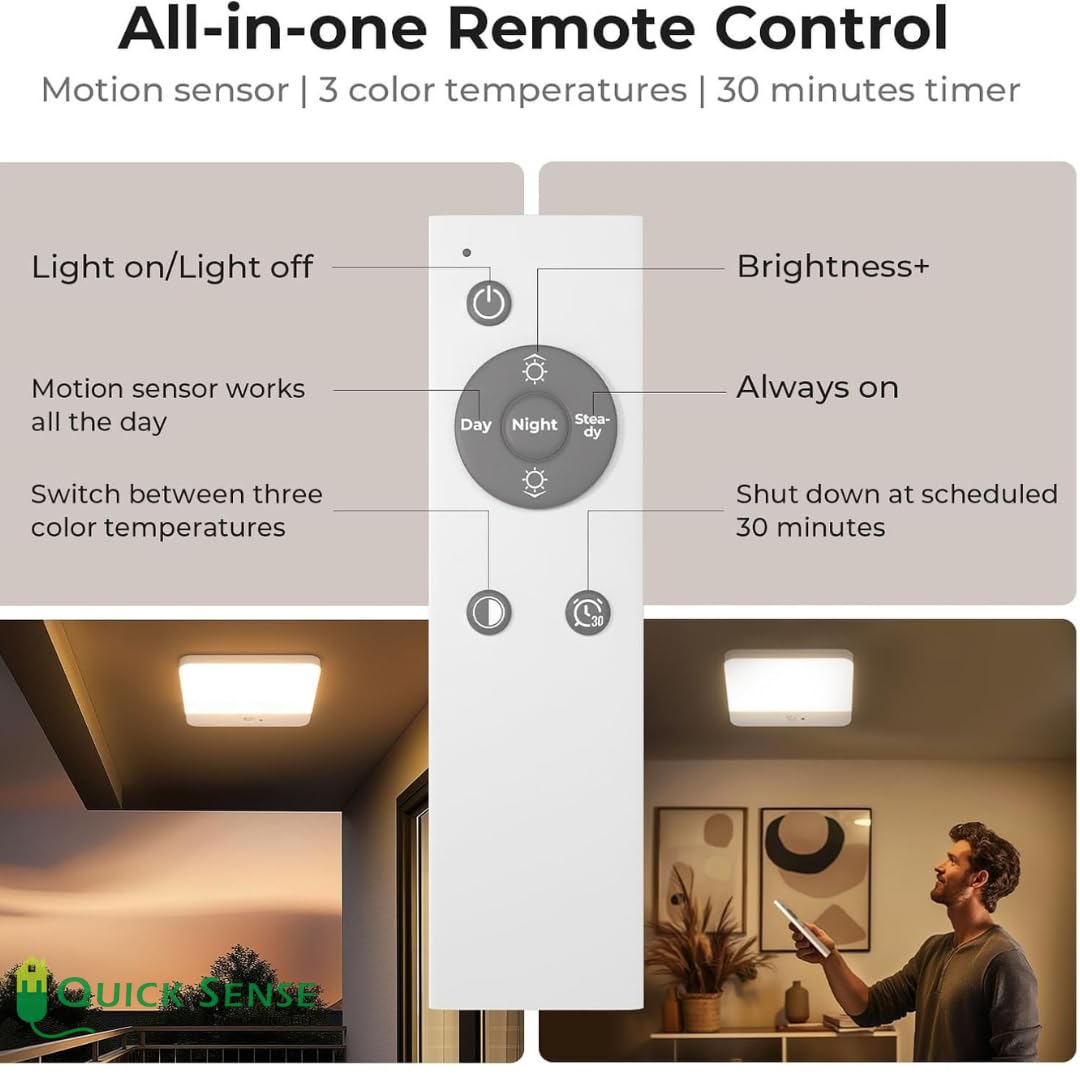 Quick Sense Rechargeable Motion Sensor Ceiling Light with Magnetic Mount