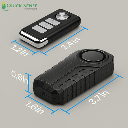 Quick Sense 113dB Wireless Bike Alarm with Remote, IP55 Waterproof
