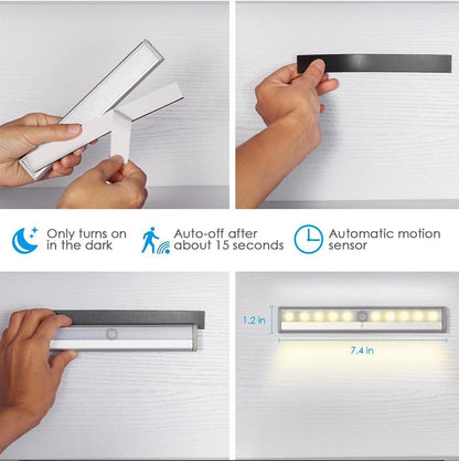 Quick Sense motion sensor light with magnetic backing and 3M adhesive tape