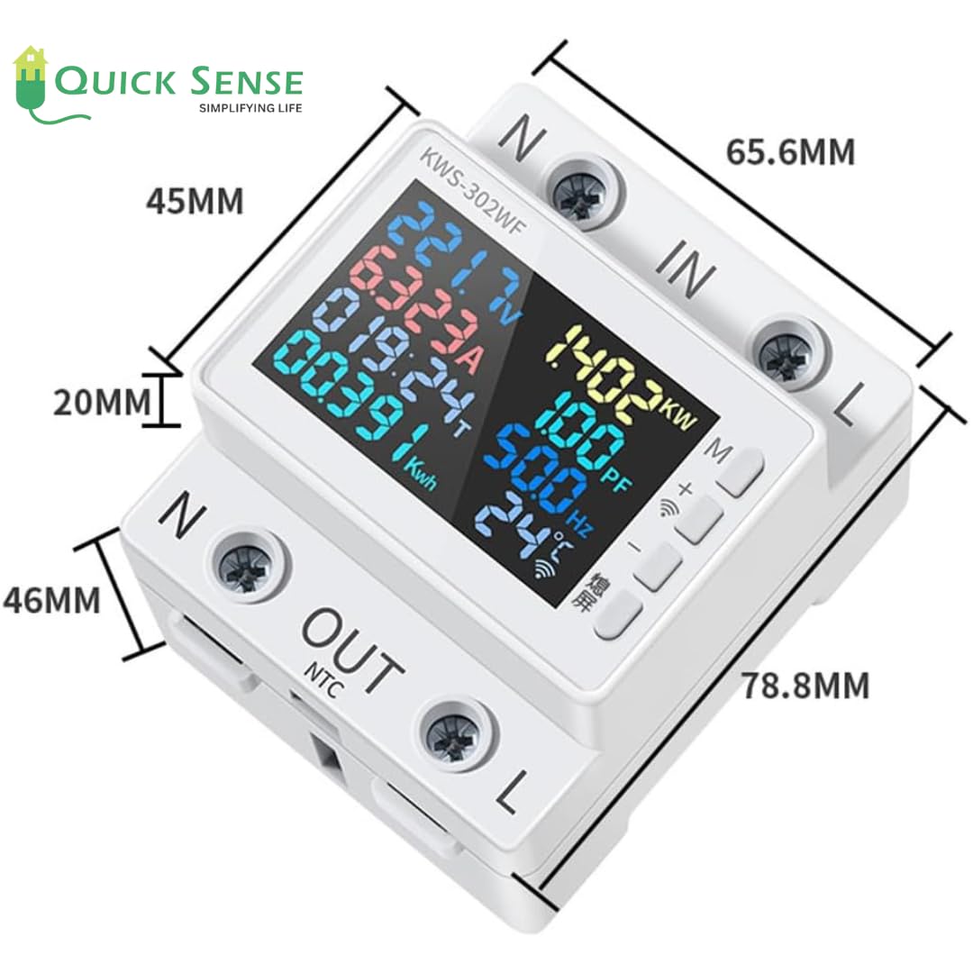 Quick Sense WiFi 8-in-1 Energy Power Meter with Color LCD