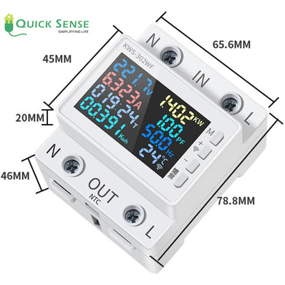 Quick Sense WiFi 8-in-1 Energy Power Meter with Color LCD