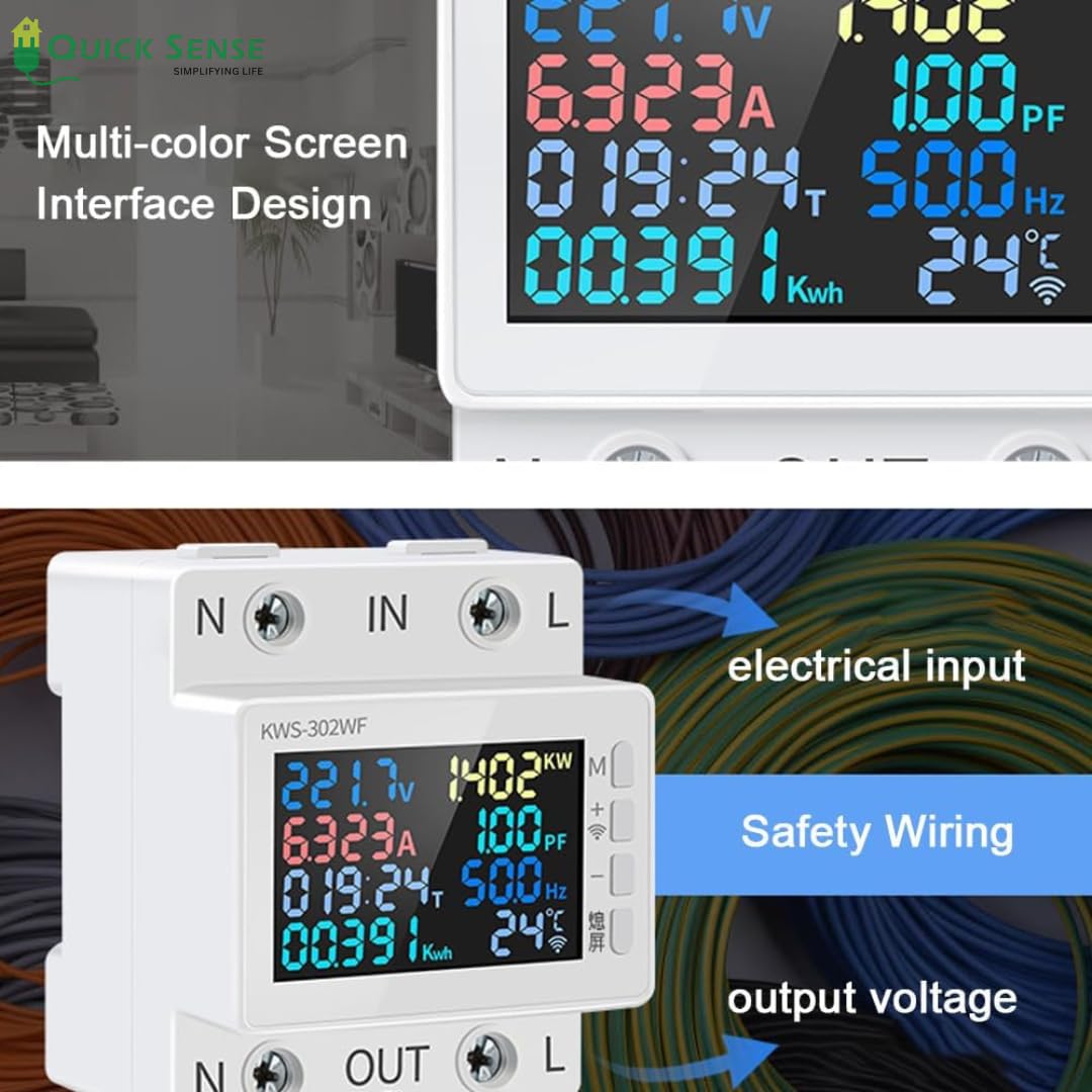 Quick Sense WiFi 8-in-1 Energy Power Meter with Color LCD