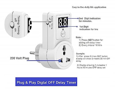 Quick Sense(QS-T9):Laptop Charger, 230 Volt Plug-in Countdown Off Delay Timer for Mobile etc