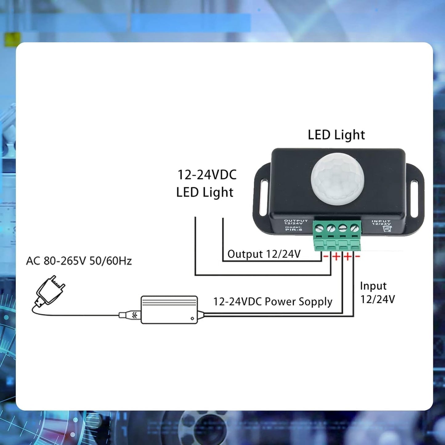 Quick Sense 12V-24V PIR Motion Sensor with LED Strip Combo