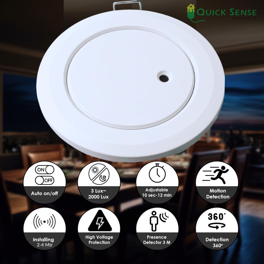 Quick Sense QS/M10/A Recessed Microwave Motion Sensor Switch 360° Detection