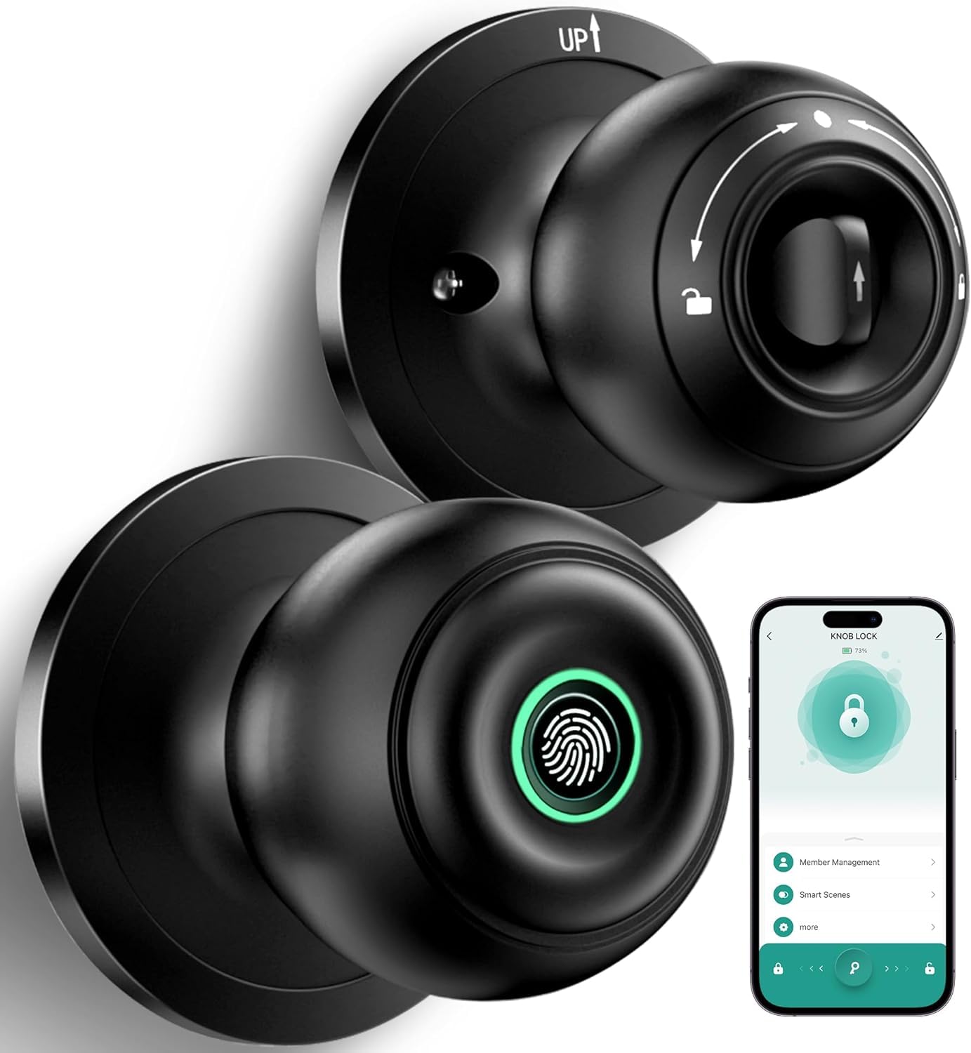 Quick Sense Smart Fingerprint Door Knob – Biometric App-Controlled Lock