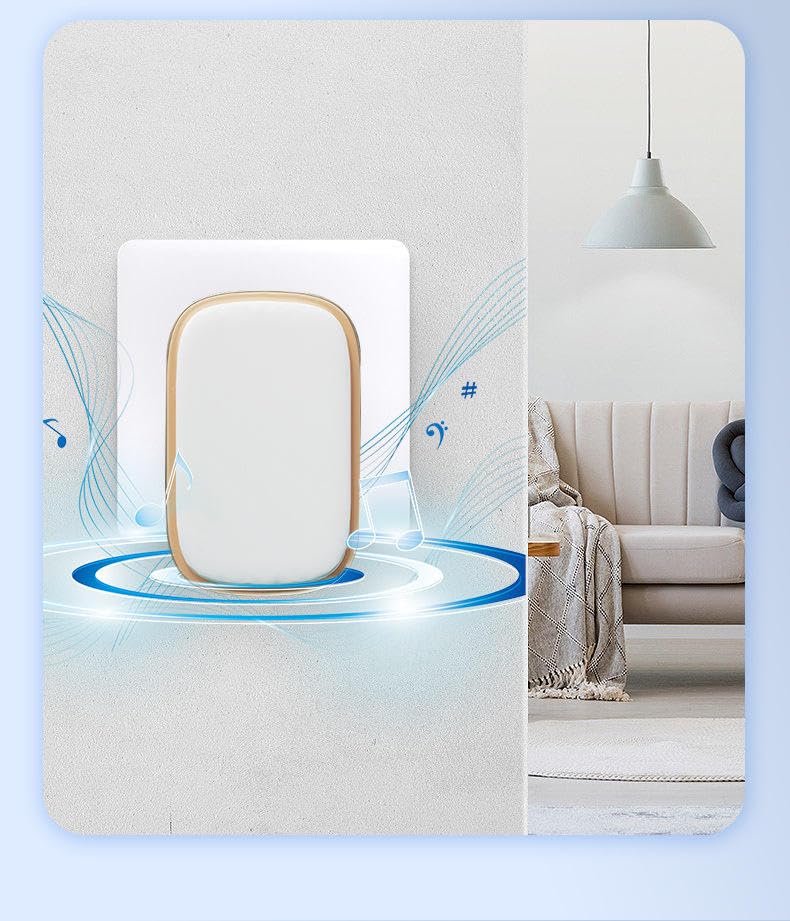 Quick Sense Wireless Doorbell with LED Flash, 5 Volumes, Mute