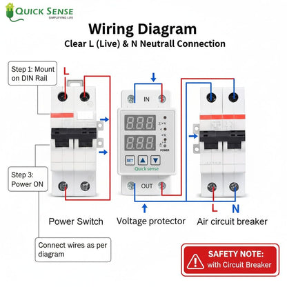 Quick Sense 220V Single Phase Voltage Protector with LED Display