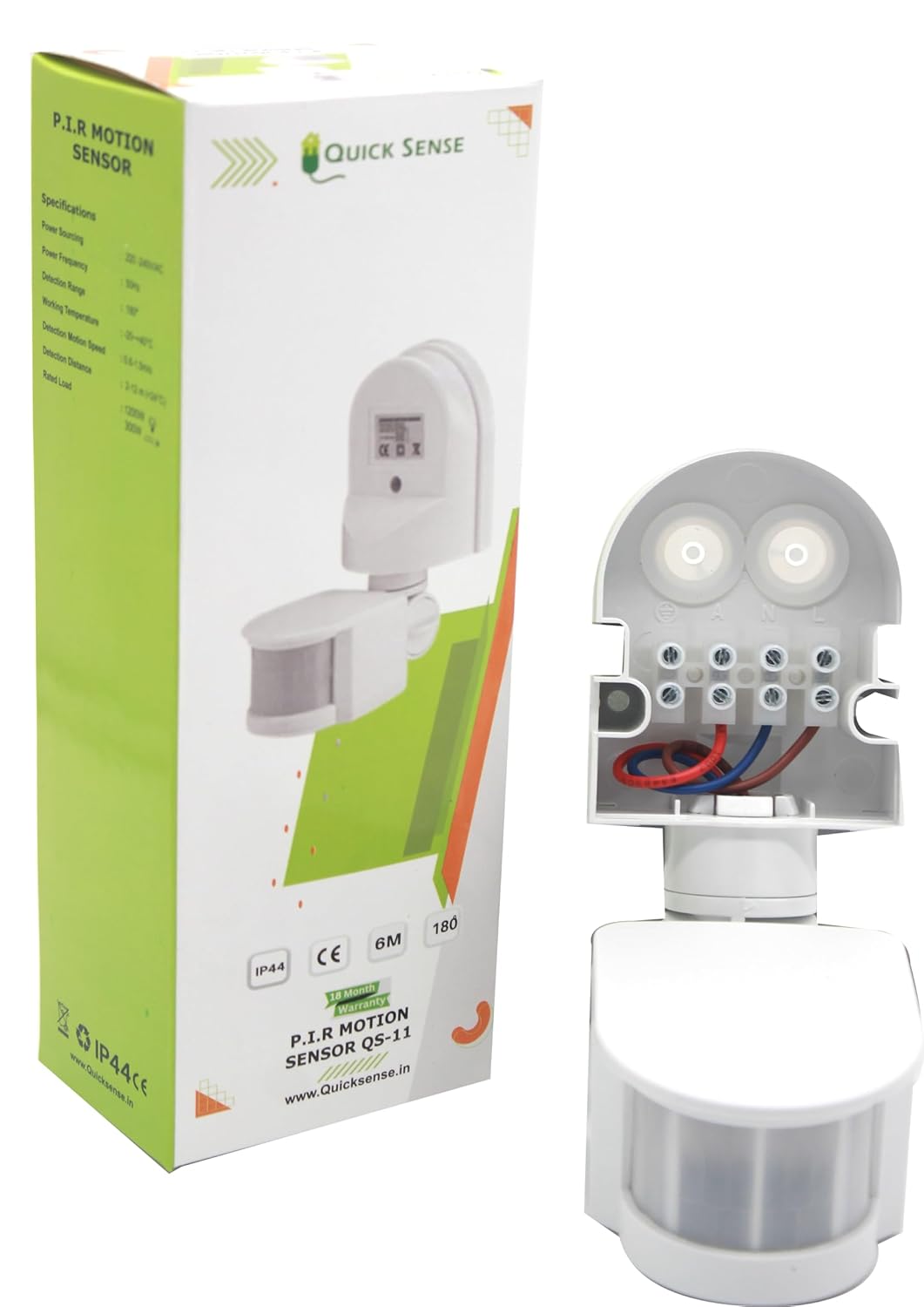 Quick Sense QS-11 180° PIR Motion Sensor Light Switch Wall-Mount