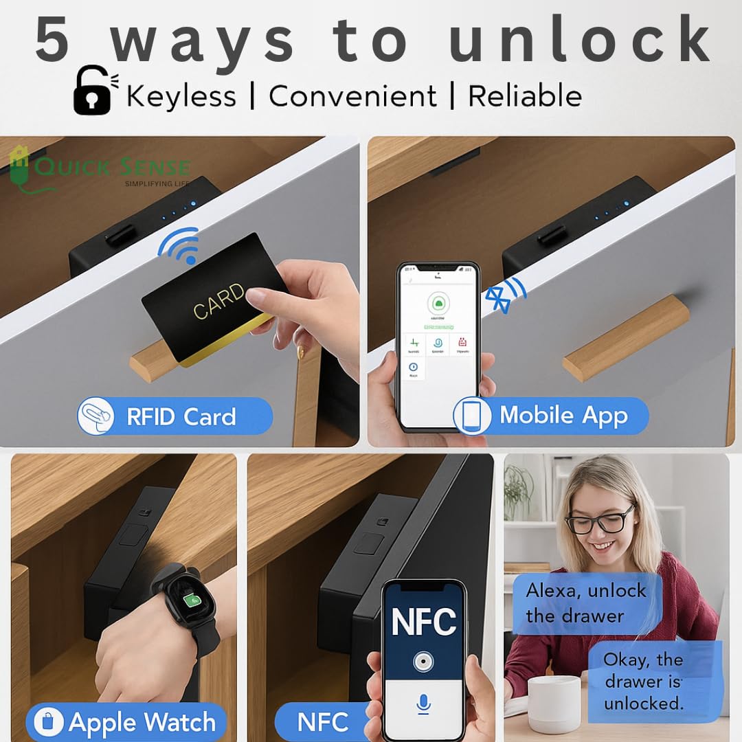 Quick Sense Hidden Smart Cabinet Lock RFID Bluetooth NFC Control