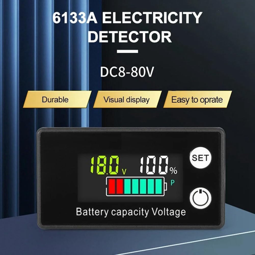 Quick Sense 8-70V LCD Battery Capacity Indicator Voltmeter Monitor