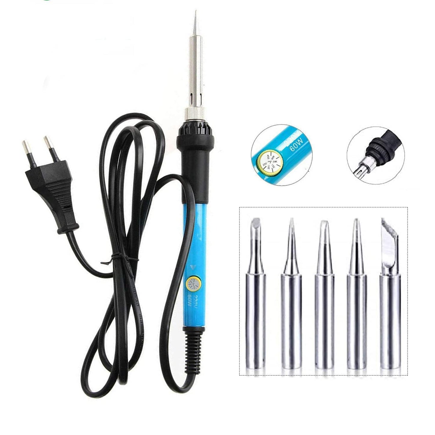 Quick Sense 60W Adjustable Temperature Soldering Iron With 5 Tips