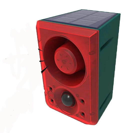 Solar Motion Sensor Alarm with 130dB Siren, Recording, USB