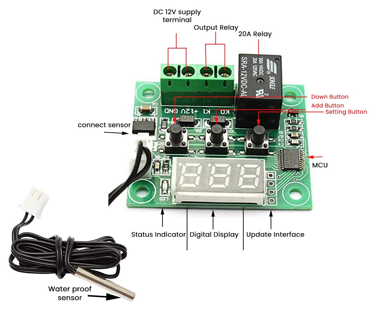 W1209 Digital Temperature Controller Thermostat -50°C to 110°C Precision Relay