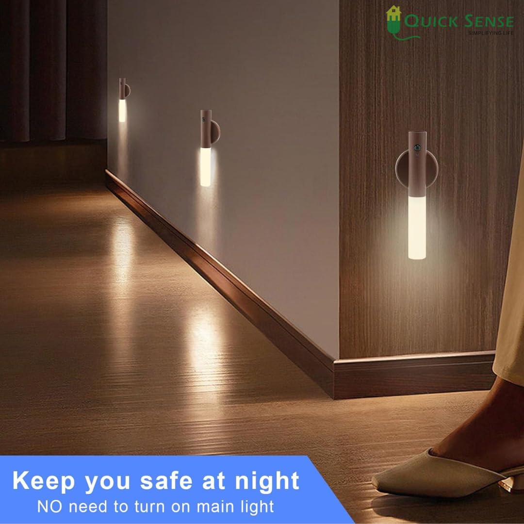 Quick Sense Walnut Motion Sensor Night Light Rechargeable LED Sconce