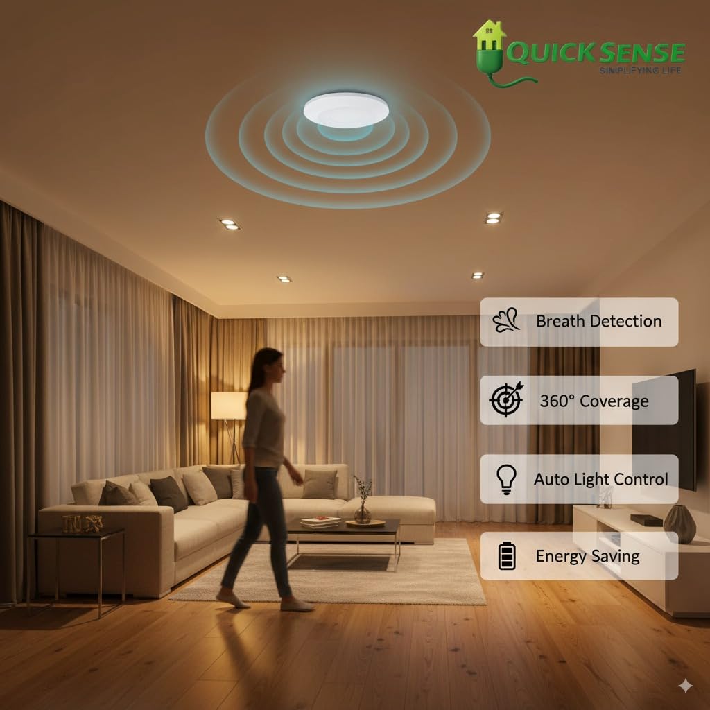 Quick Sense QS-BR01 Breath and Motion Presence Sensor 360° Mount