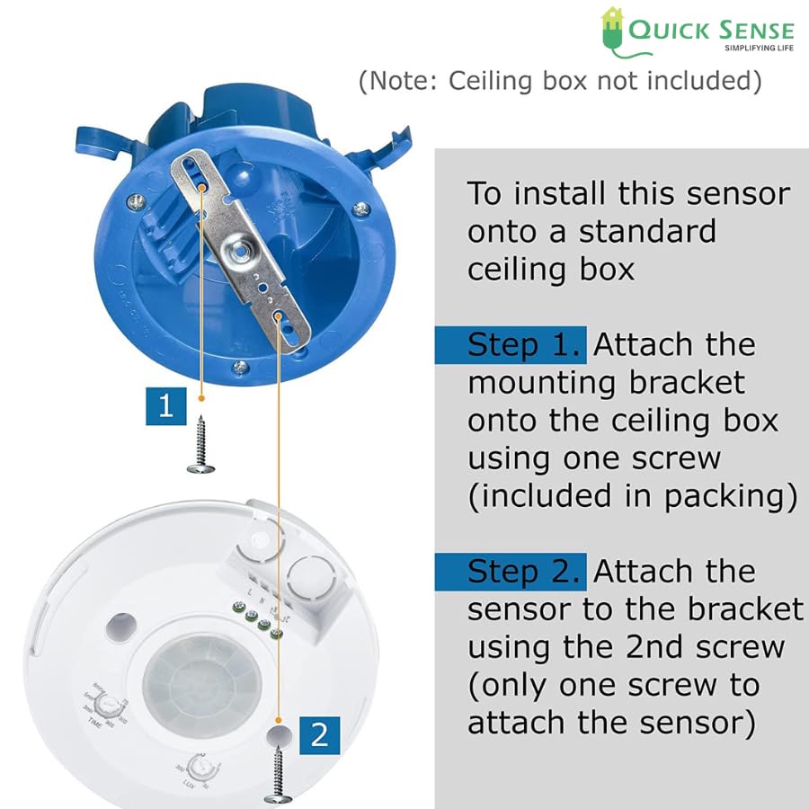Quick Sense QS-08 360° Ceiling PIR Motion Sensor Slim 2.54cm Profile