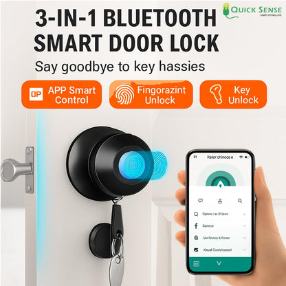 Quick Sense Smart Fingerprint Door Knob – Biometric App-Controlled Lock