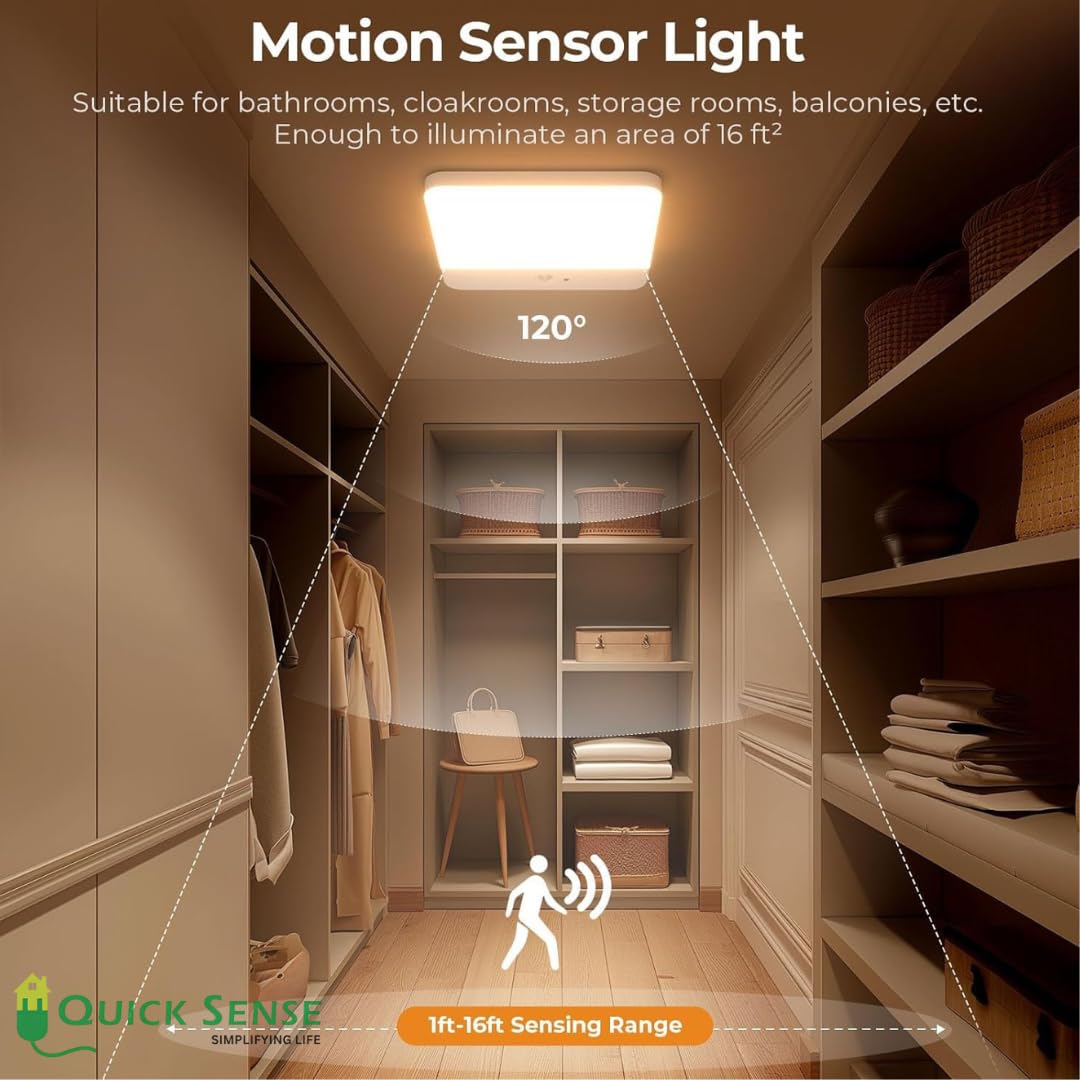 Quick Sense Rechargeable Motion Sensor Ceiling Light with Magnetic Mount