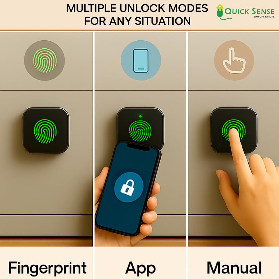 Quick Sense Bluetooth Fingerprint Cabinet Lock with App Apple Watch