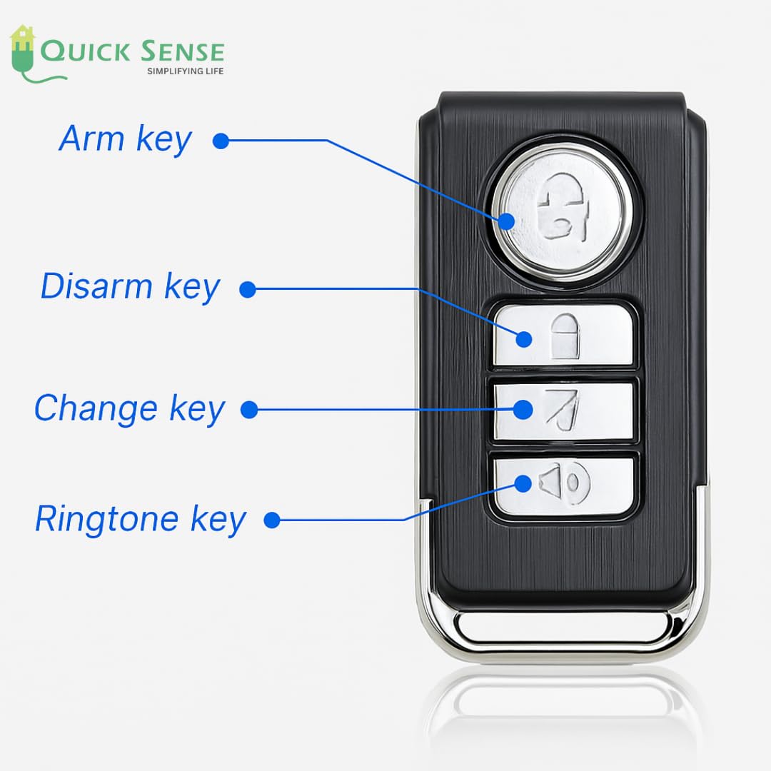 Quick Sense 113dB Wireless Bike Alarm with Remote, IP55 Waterproof