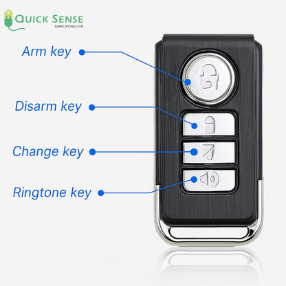Quick Sense 113dB Wireless Bike Alarm with Remote, IP55 Waterproof