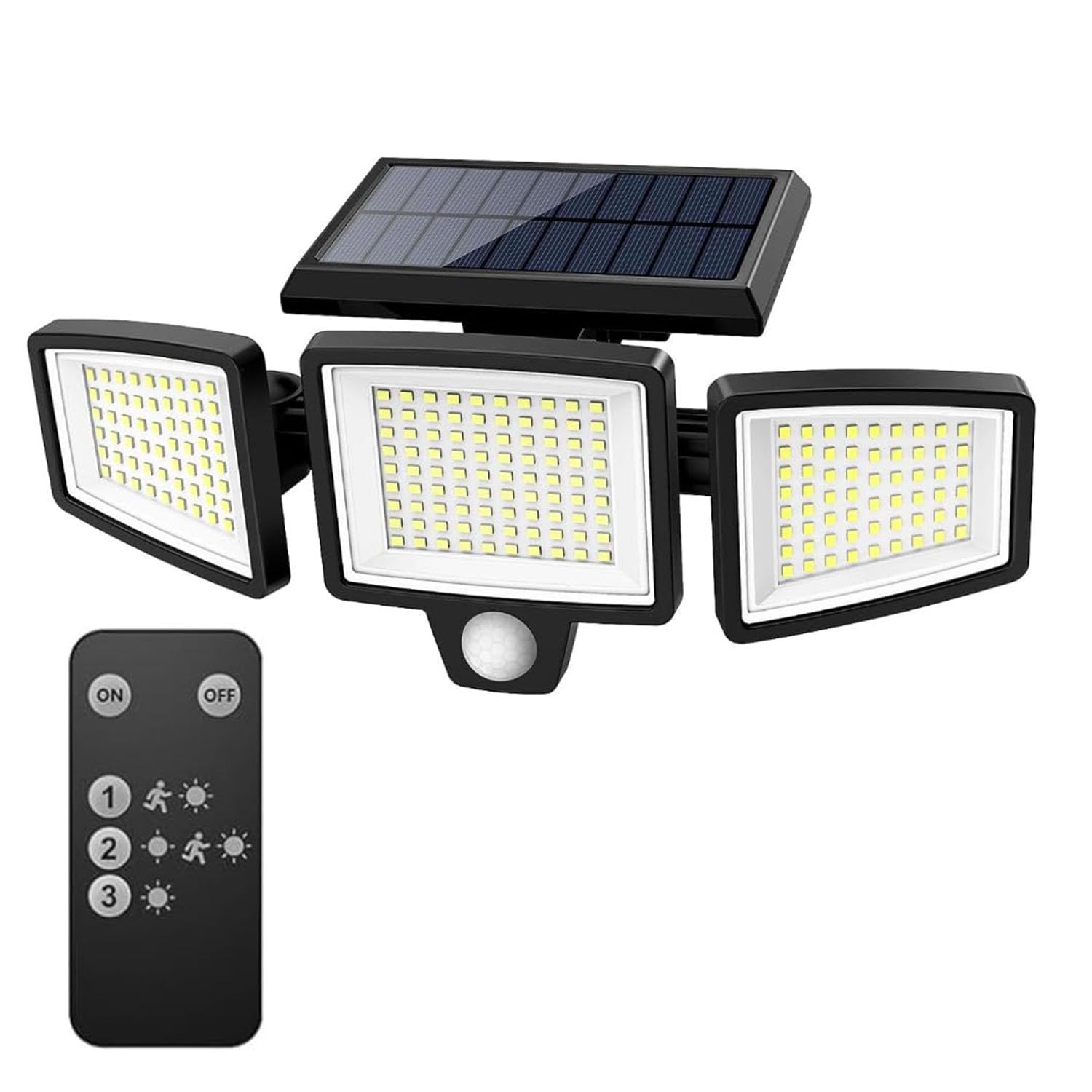 Quick Sense Solar Security Light 2500LM 210 LED 3-Head Remote