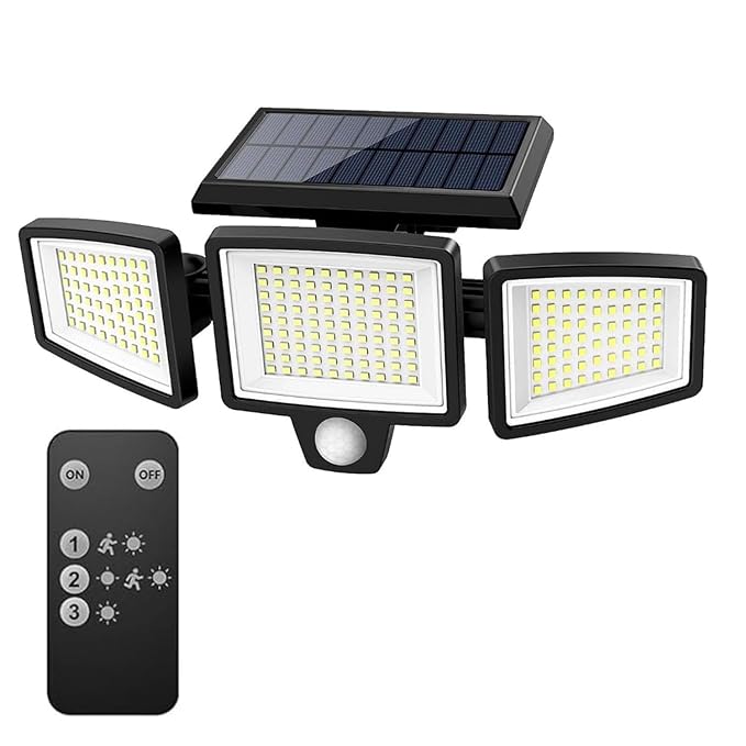 Quick Sense Solar Security Light 2500LM 210 LED 3-Head Remote