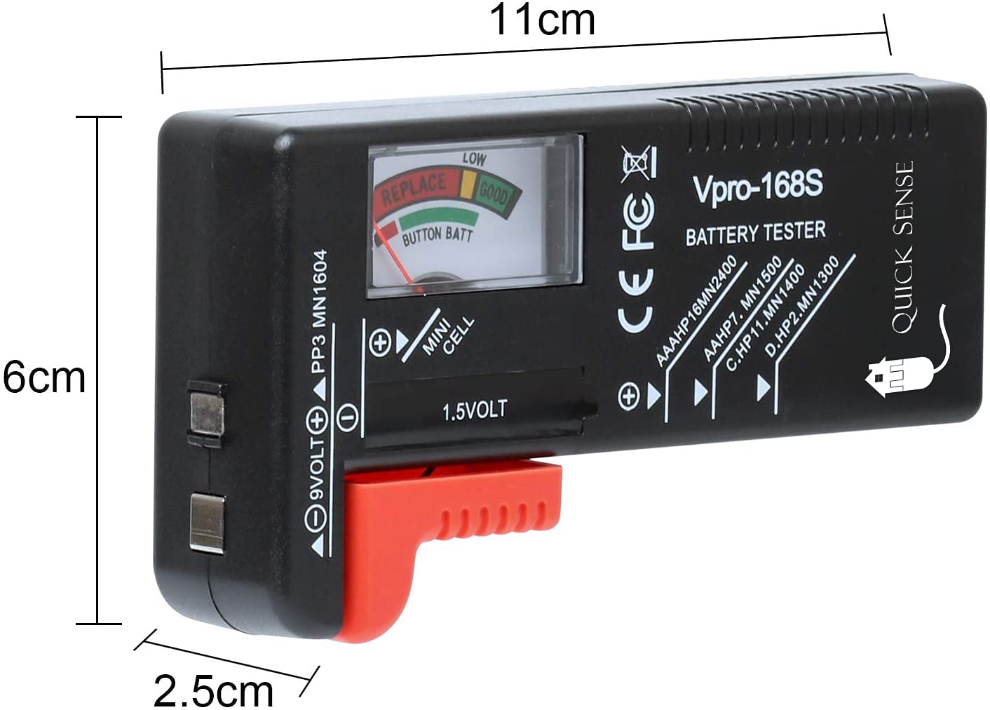 Quick Sense BT01 Analog Battery Tester — AA AAA C D
