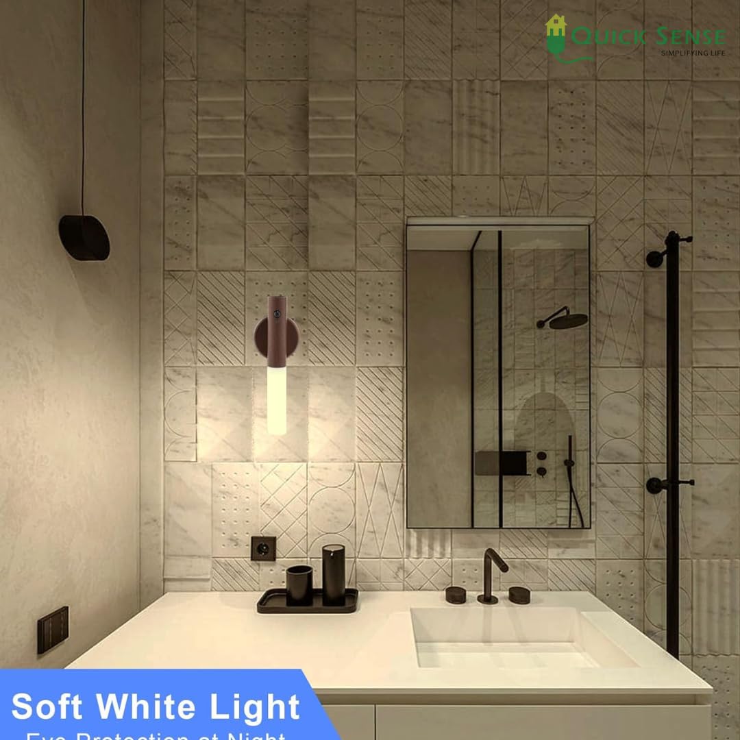Quick Sense Walnut Motion Sensor Night Light Rechargeable LED Sconce