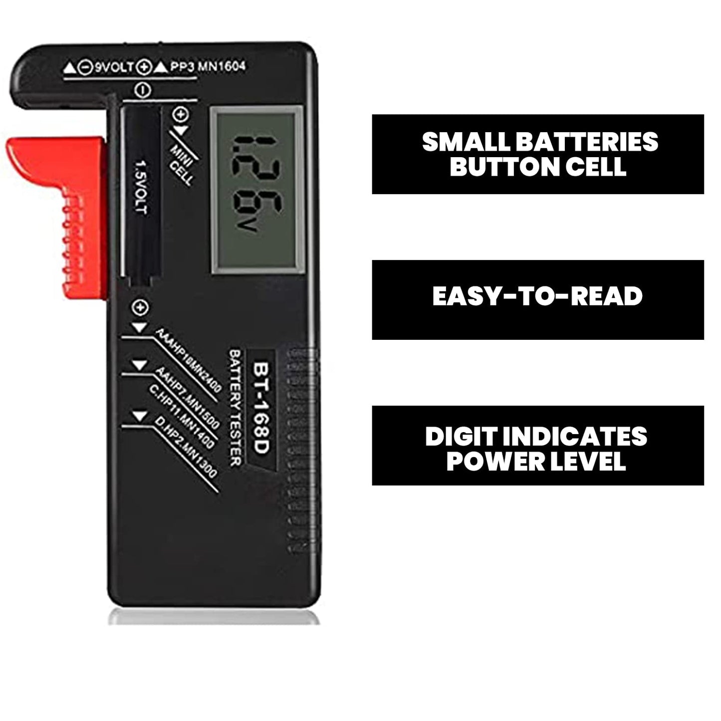 Quick Sense Digital Battery Tester BT-168D for AA/AAA/C/D/9V