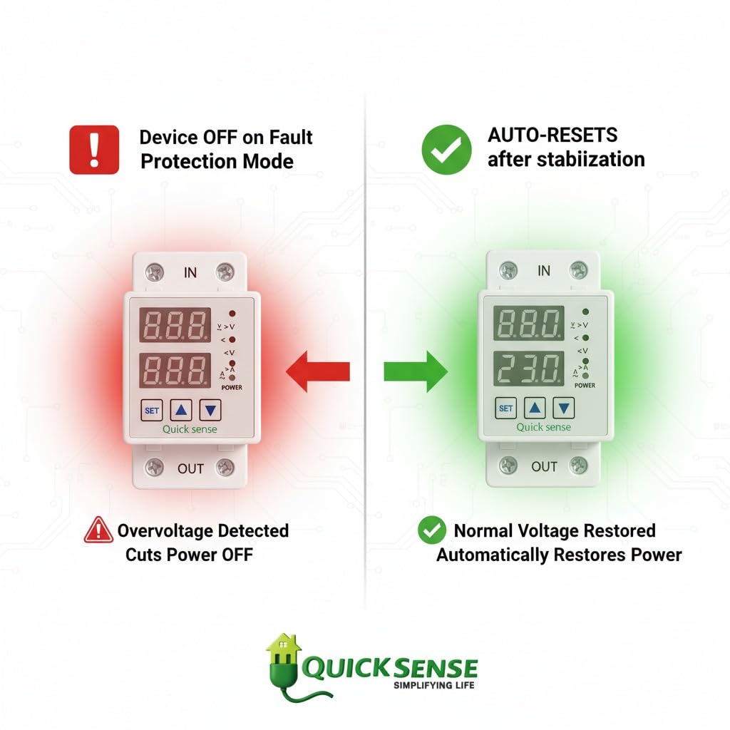 Quick Sense 220V Single Phase Voltage Protector with LED Display