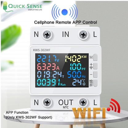 Quick Sense WiFi 8-in-1 Energy Power Meter with Color LCD