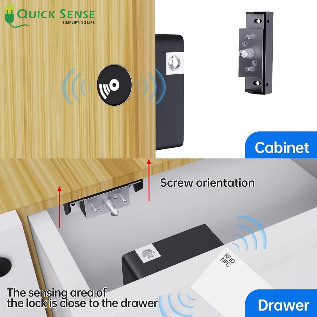 Quick Sense RFID Hidden Electronic Cabinet Lock for Wooden Drawers