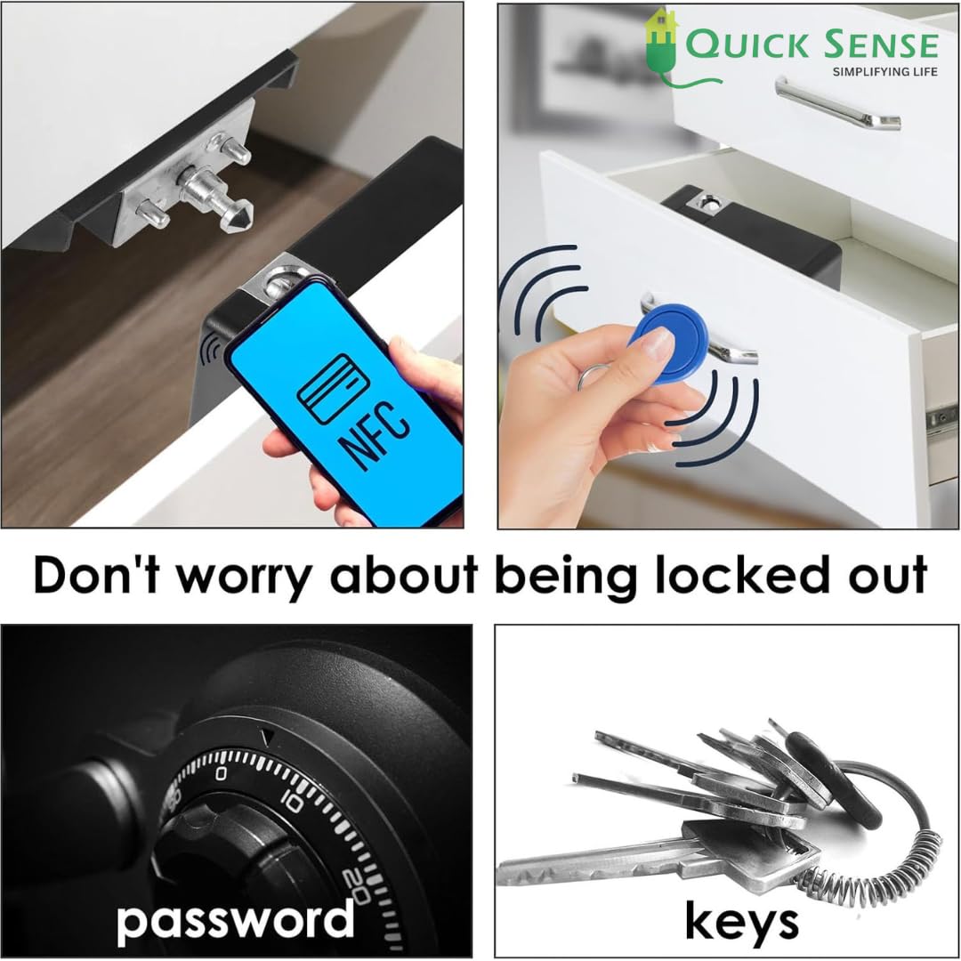 Quick Sense RFID Hidden Electronic Cabinet Lock for Wooden Drawers