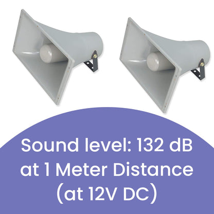 Quick Sense QS-H6 132dB White Hooter Alarm Siren 12V Weatherproof